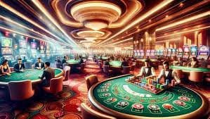 Antarmuka meja Domino QQ di platform jangkrik4d dengan visualisasi ubin dan pilihan taruhan
